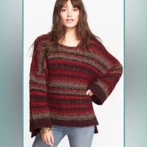 Free People Chunky Knit Pullover Sweater Drop
Shoulder Burgundy Size S oversize
